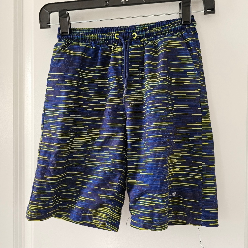 Sz 7/8 Eddie Bauer Green & Blue Drawstring Waist Hybrid Bathing Suit & Shorts